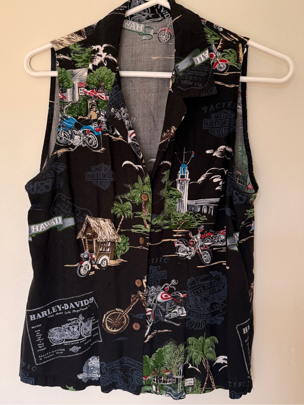 Vintage Tori Richard Harley-Davidson Hawaii Vest / Sleeveless Button Up